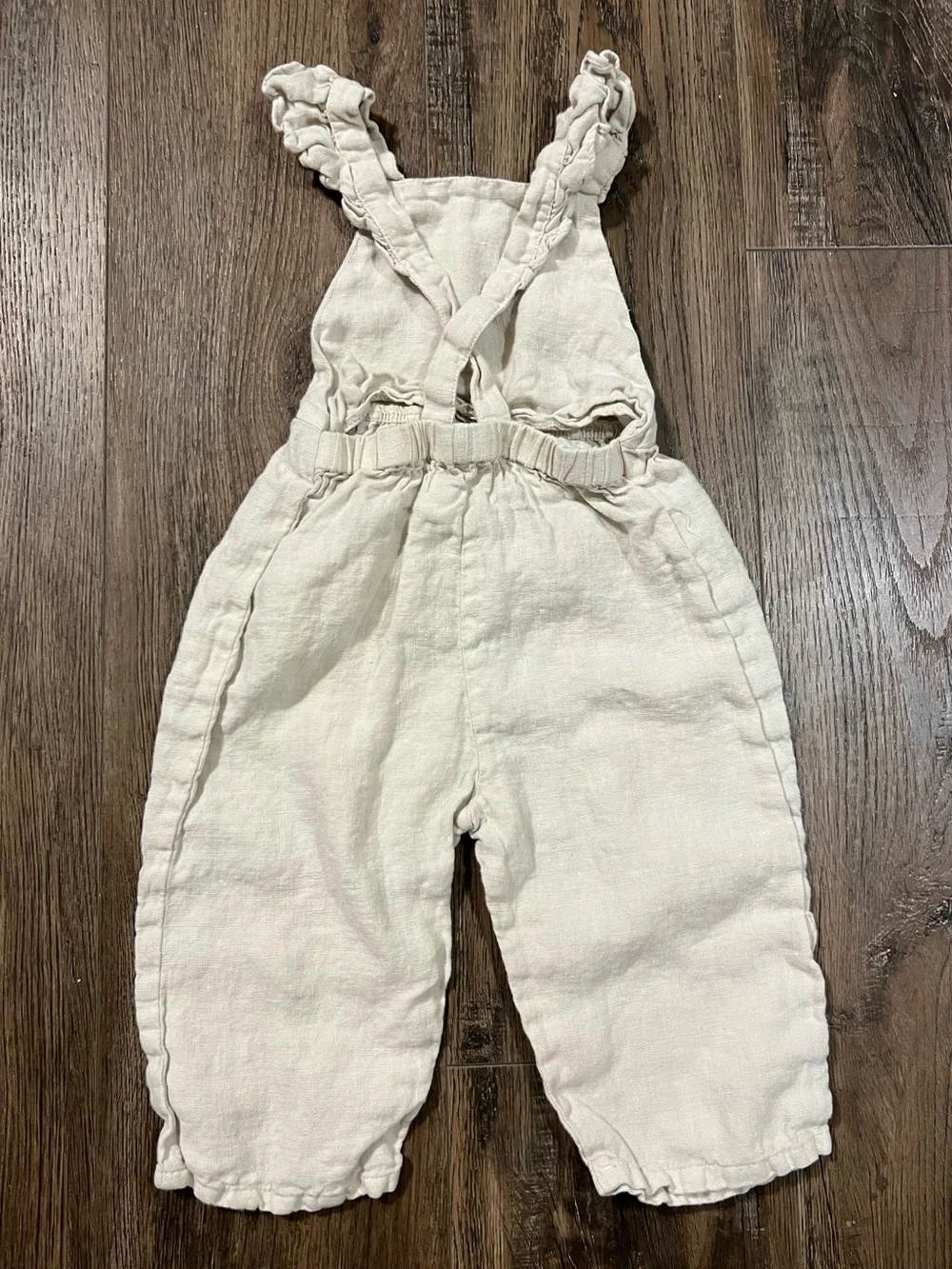 Zara Oatmeal Ruffled-Strap Kids Overalls